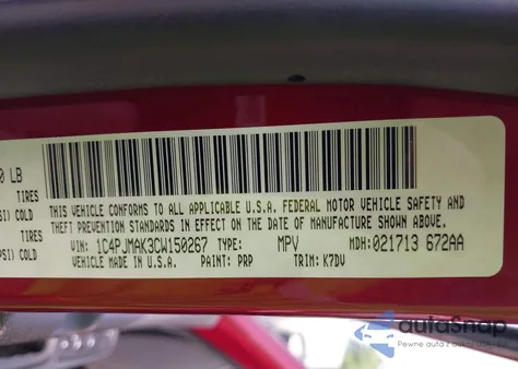 2012 Jeep Liberty Sport из США, поврежденный, VIN 1C4PJMAK3CW150267